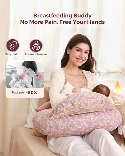 Momcozy Multifunctional and Adjustable Nursing Pillow (Light Pink)