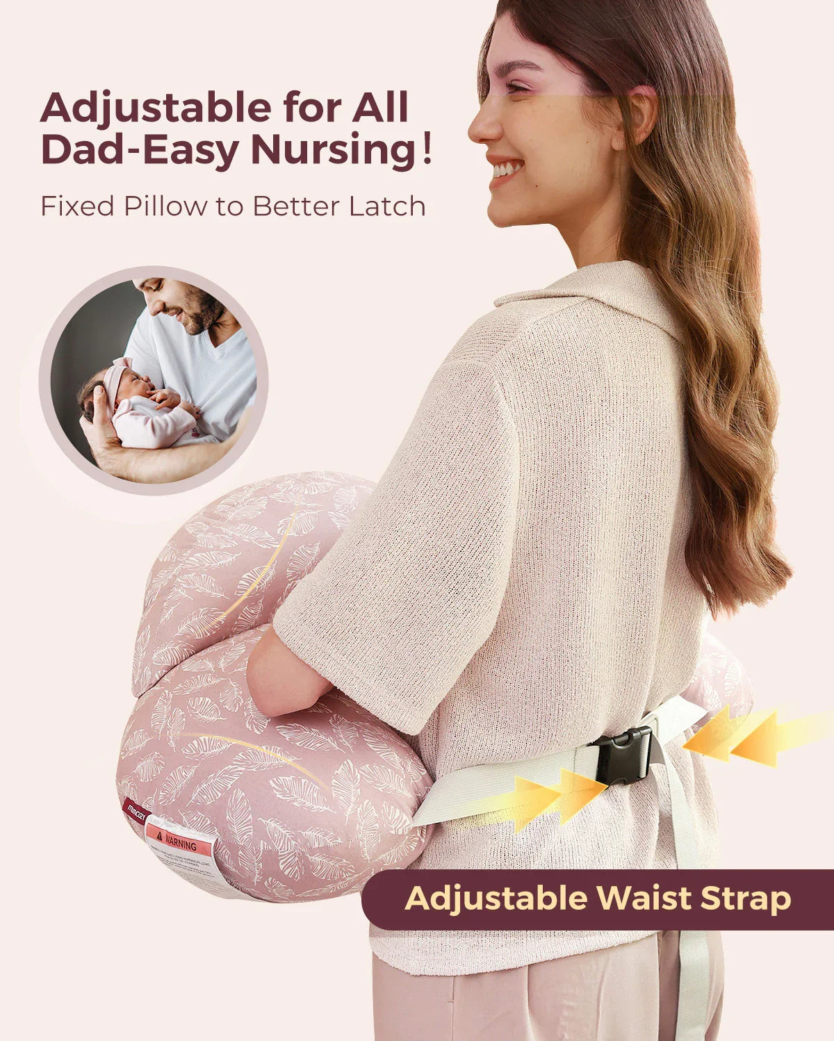 Momcozy Multifunctional and Adjustable Nursing Pillow (Light Pink)