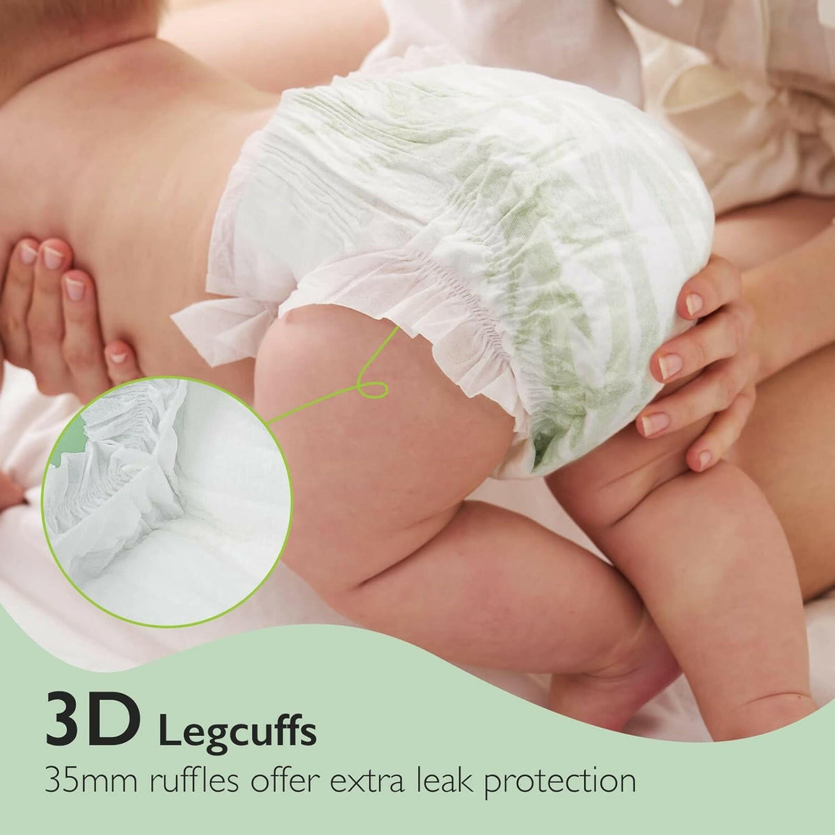 Momcozy Baby Diapers, Natural Bamboo Diapers for Sensitive Skin with Leak-Proof 3D Legcuffs.
