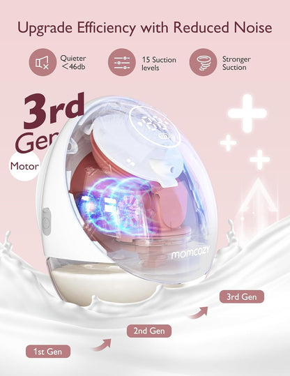 Momcozy M9 Wearable Breast Pump, Mobile App Controlled - Grey