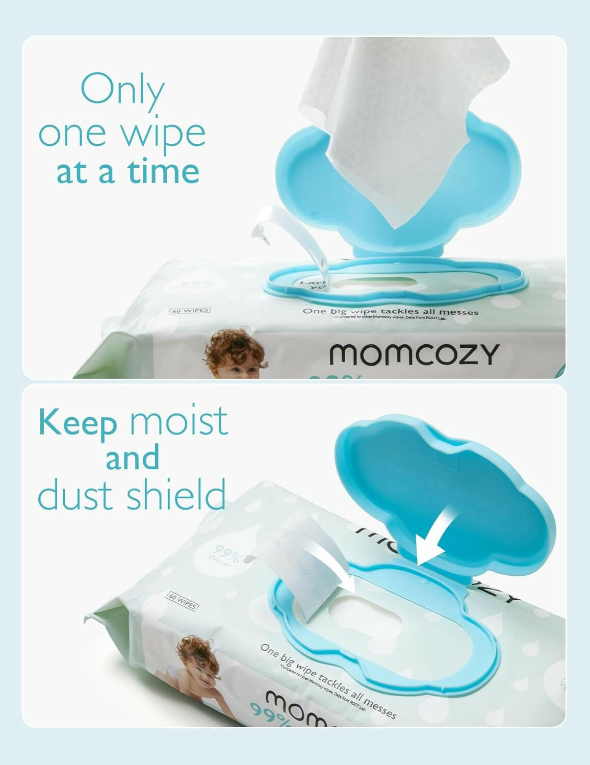 Baby Wipes, Momcozy 99% Water Based Wipes for Sensitive Skin, Unscented.