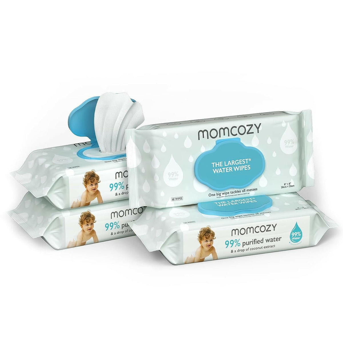 Baby Wipes, Momcozy 99% Water Based Wipes for Sensitive Skin, Unscented.