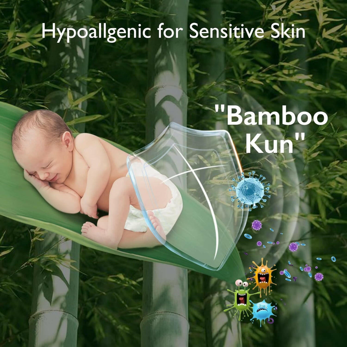 Momcozy Baby Diapers, Natural Bamboo Diapers for Sensitive Skin with Leak-Proof 3D Legcuffs.