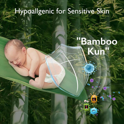 Momcozy Baby Diapers, Natural Bamboo Diapers for Sensitive Skin with Leak-Proof 3D Legcuffs.