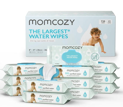 Momcozy Largest Water Wipes 99% Water Based Wipes for Sensitive Skin (Unscented)