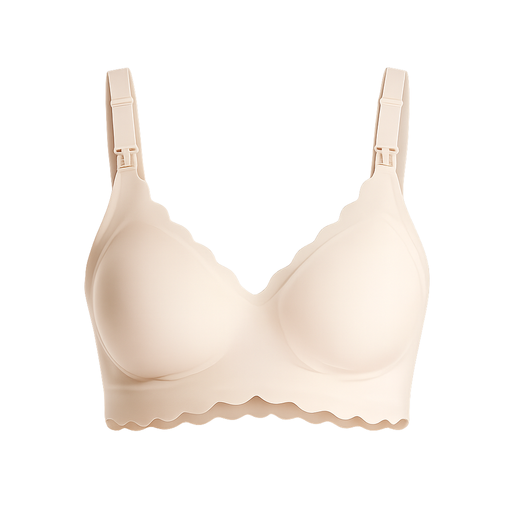 Momcozy Seamless Support Floral Nursing Bra with Jelly Strip (Cream)