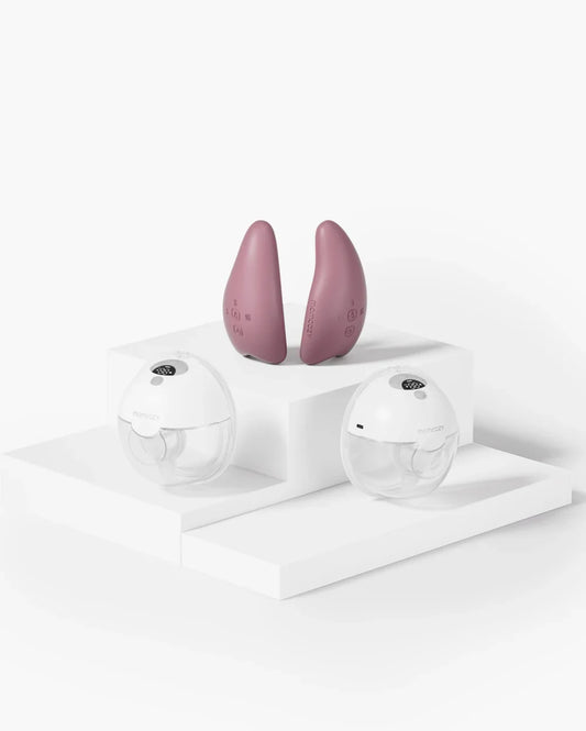 Momcozy M5 , Grey Color Heat Massager Package( Double M5 Breast Pump +Double Breast Massager, 2 pieces  )