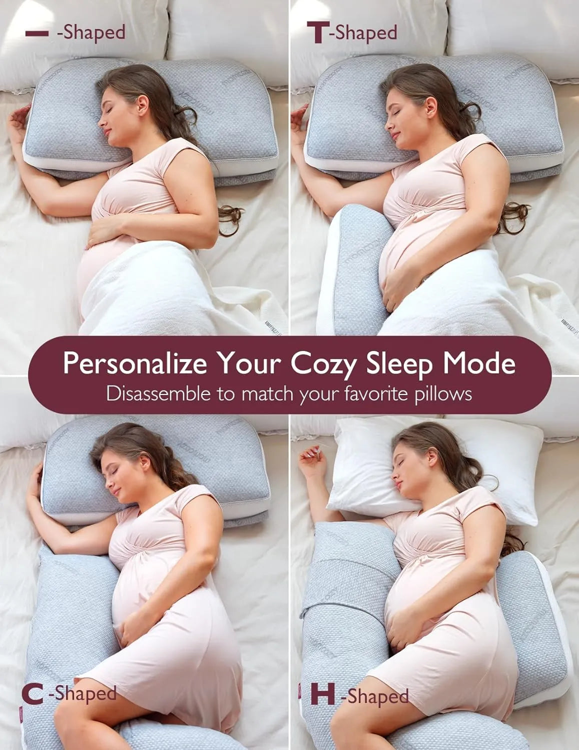 Momcozy G-Shaped Pregnancy Pillow (Grey)