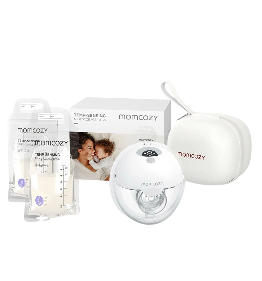 Momcozy M5 Wearable Breast Pump (Grey) + Momcozy Breast milk Storage Bags - 50pcs