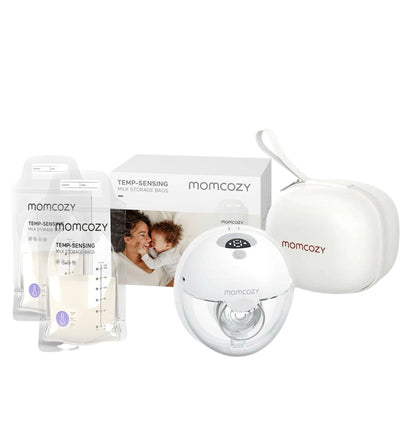 Momcozy M5 Wearable Breast Pump (Grey) + Momcozy Breast milk Storage Bags - 50pcs