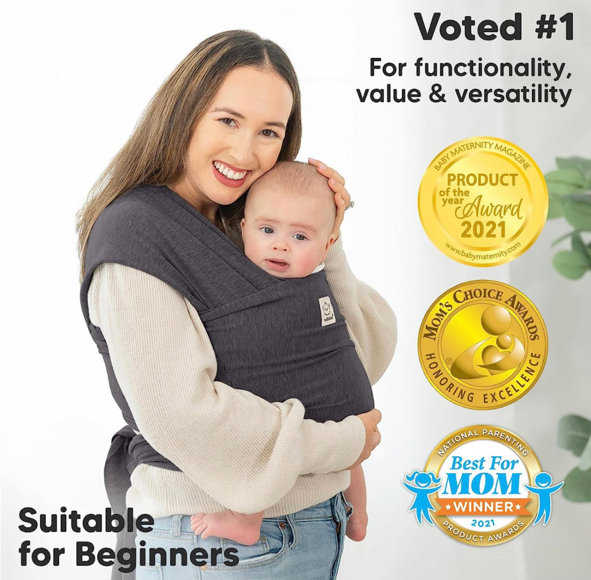 KeaBabies Baby Wrap Carrier - All in 1 Original Breathable Baby Sling, Lightweight,Hands Free Baby Carrier Sling, Baby Carrier Wrap,